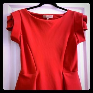 Red Knee-Length, Long Back Red Italian Dress